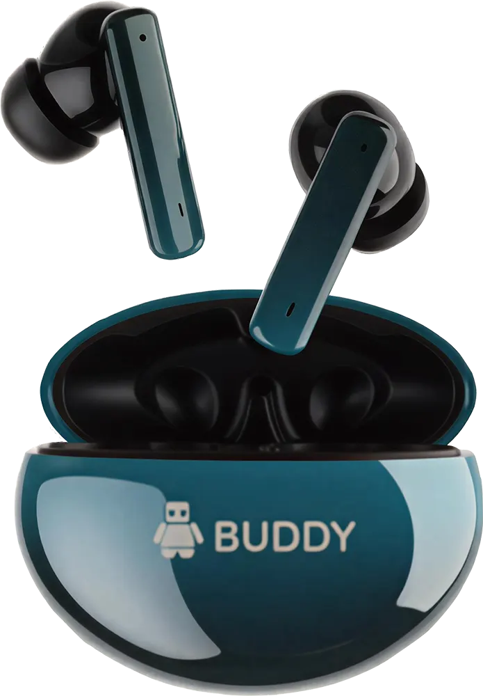 Buddy Wireless Earbuds, Bluetooth 5.3, Water Resistant, ENC, Dark Green, W20 Plus