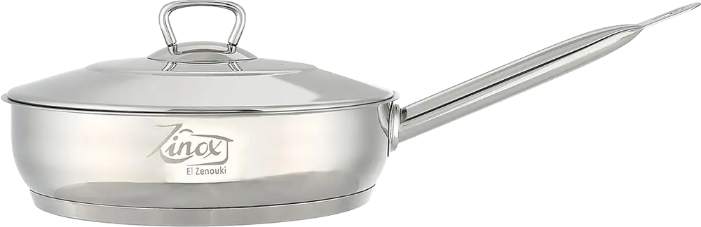 مقلاية زينوكس، مقاس 24، ستانلس ستيل، بغطاء، فضي