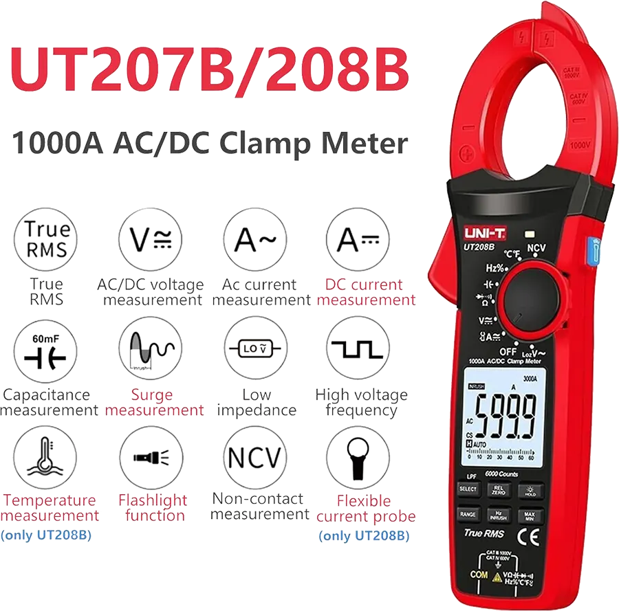 Uni-T Clamp Meter, 1000V, 1000A, UT207B
