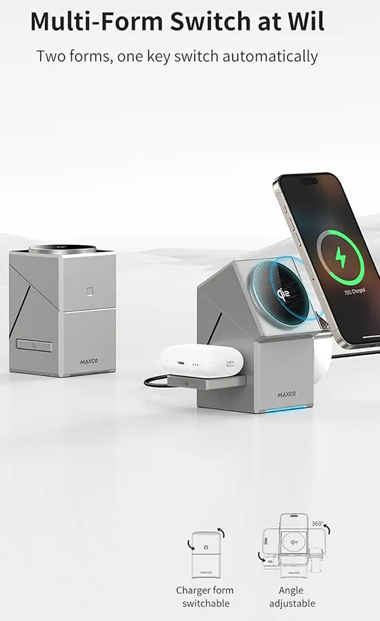 شاحن لاسلكي ماكسيكو المغناطيسي ، 15 وات ، 3X1 ، موديل MW11