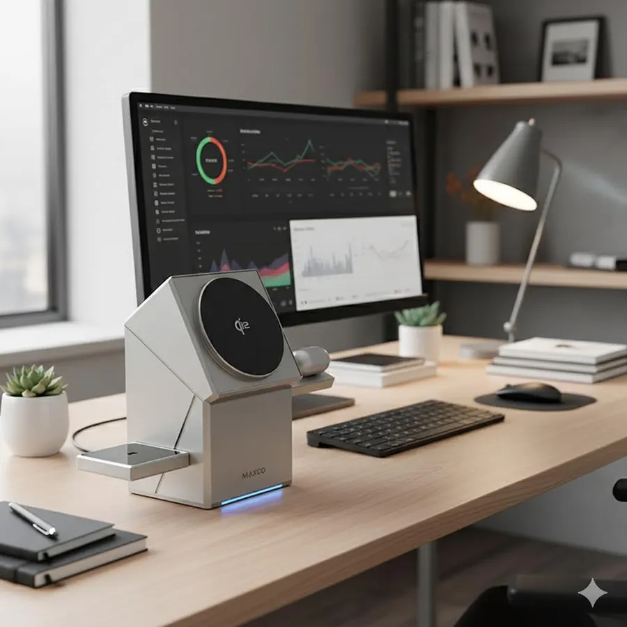 MaxCo Magnetic Wireless Charger, 15W, 3-in-1, Model MW11