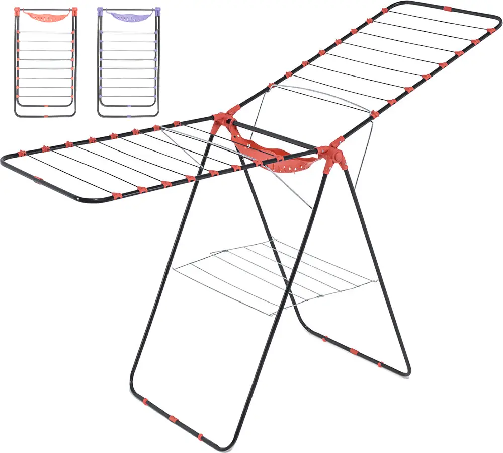 Perilla House Plus Foldable Clothes Drying Rack with Two Wings, Multi-Color, LD-2002
