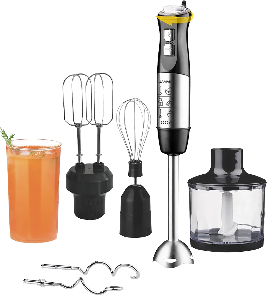 Jamaky Hand Blender, 3000W, 600ml Cup, 500ml Chopper Bowl, Black, JMAKY3014