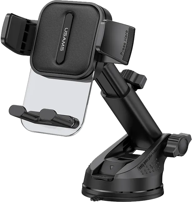 حامل هاتف شفاف  للسيارة من يوسامز، قابل للسحب حتى 45 مم، دوران 360 درجة، اسود، US-ZJ072