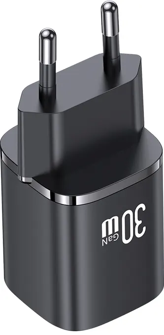 USAMS GAN Fast Charger , 30W Fast Charging, Dual Charging Ports, Black, CC254TC01