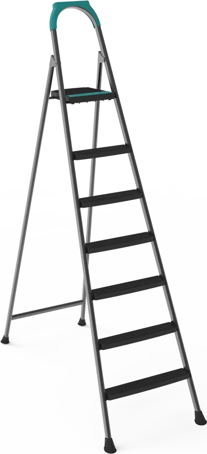 سلم بيرلا معدني رايزر ، 7 درجات ( 6 +1)، لون اسود * رمادي