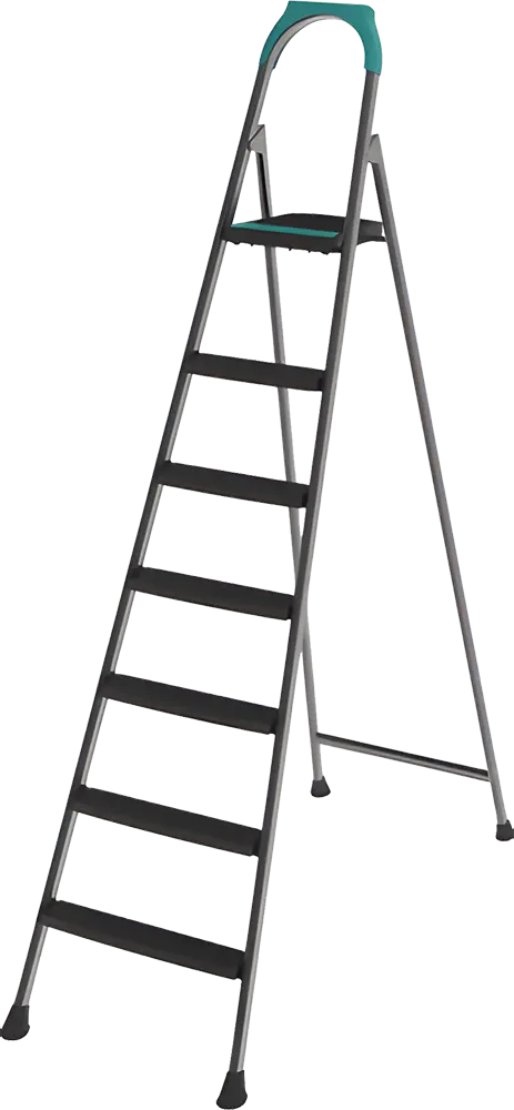 سلم بيرلا معدني رايزر ، 7 درجات ( 6 +1)، لون اسود * رمادي