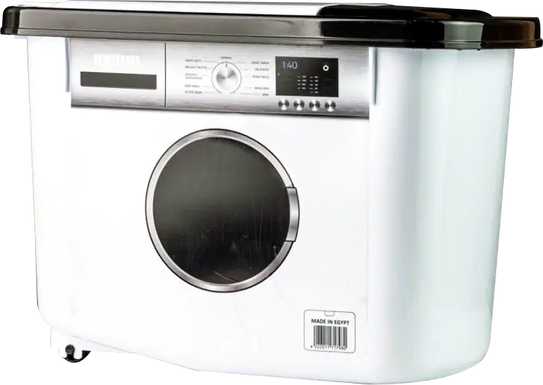 علبة تخزين مسحوق الغسيل بلاستيك الوطنية لينا، سعة 5 كيلو، أبيض-رمادي