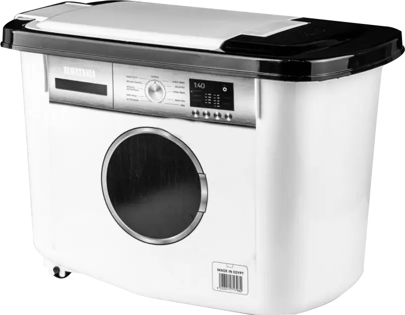 علبة تخزين مسحوق الغسيل بلاستيك الوطنية لينا، سعة 5 كيلو، أبيض-رمادي