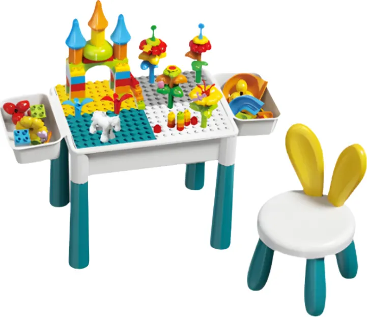 طاولة ألعاب مكعبات ليجو 89 قطعة، مع كرسي،  ألوان متعددة