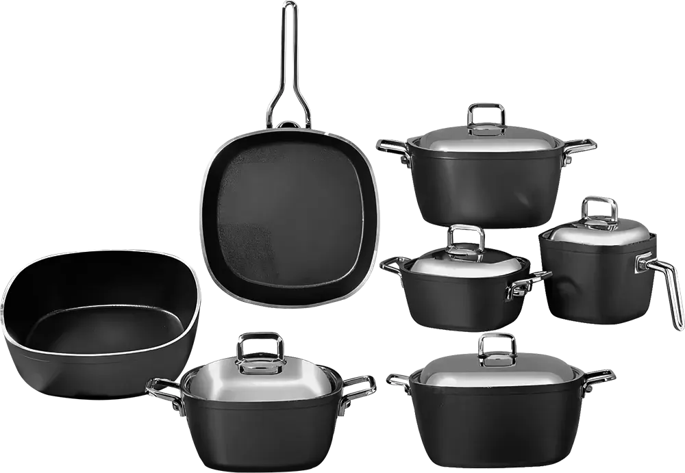 طقم حلل تيفال سراج 14 قطعة، يد استيل، لون اسود