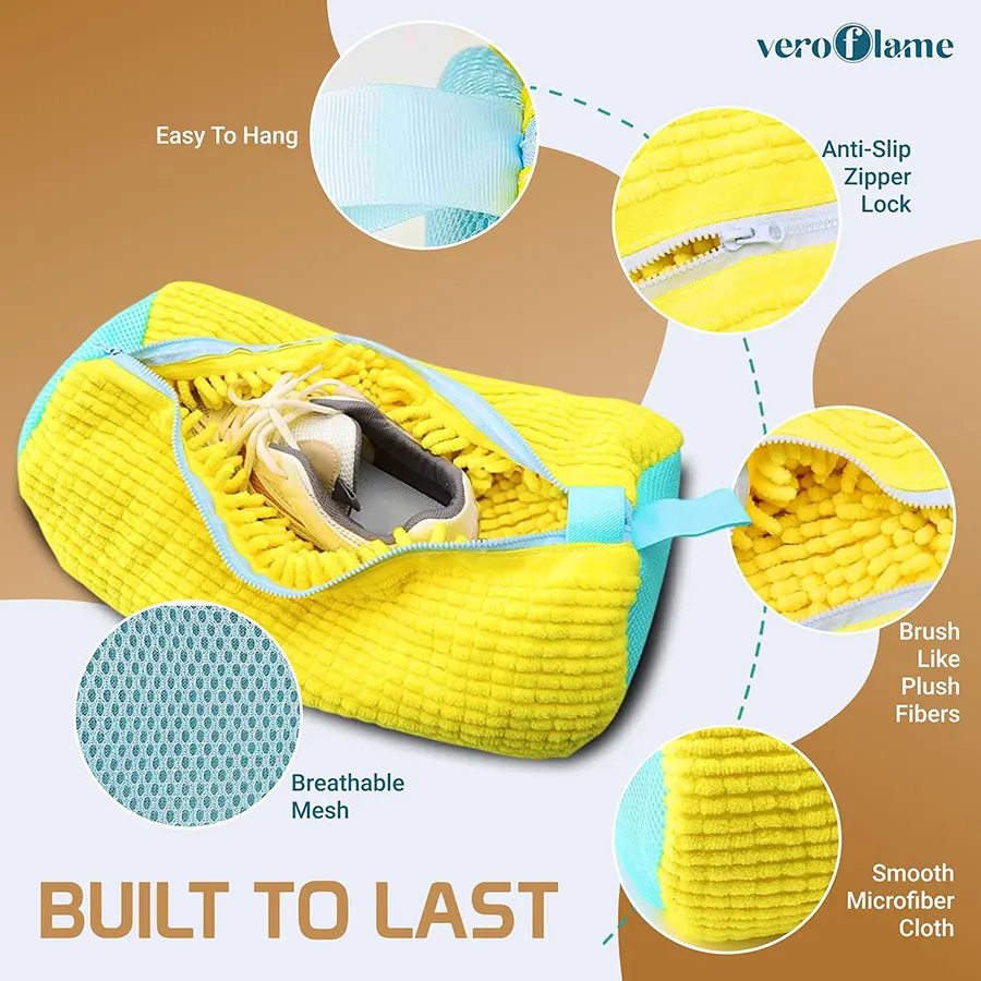 Reusable washing machine shoe cover, 360-degree depth, fits all shoe sizes, yellow, Y28