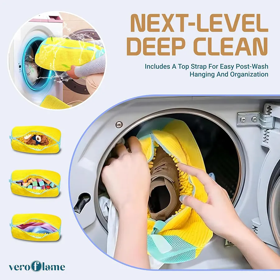 Reusable washing machine shoe cover, 360-degree depth, fits all shoe sizes, yellow, Y28