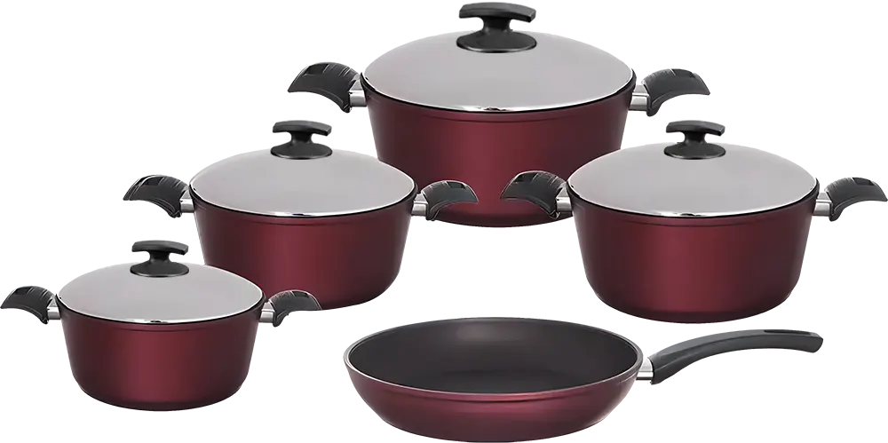 طقم حلل تيفال فالز ، 9 قطعة، مقابض باكليت عازلة ، أحمر