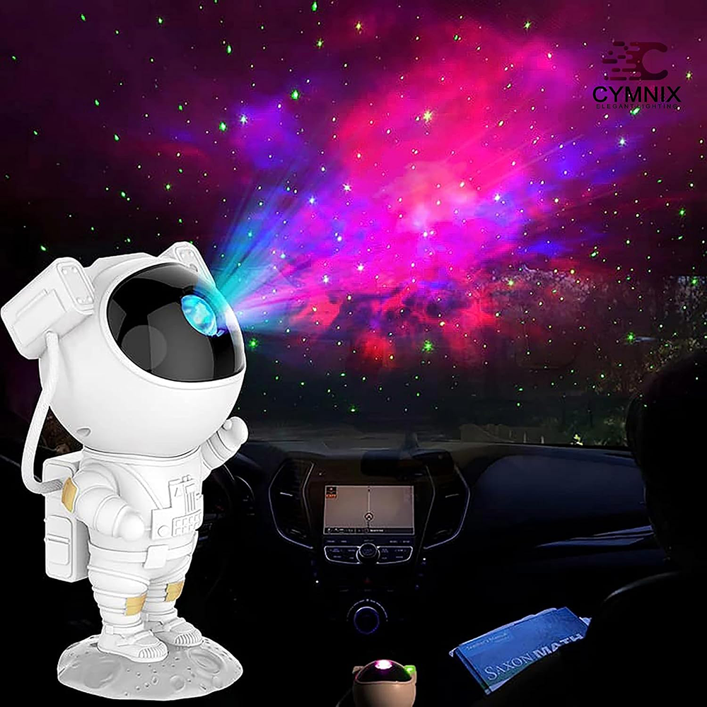 Astronaut Themed Lamp, Star And Galaxy Projector For Children's Room, Remote Control, USB Port, White
