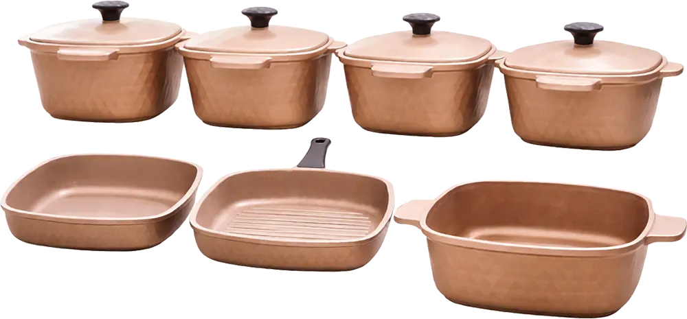 طقم حلل تيتانيوم الفريد 15 قطعة، مقابض باكليت ، لون ذهبي