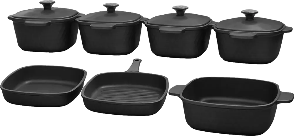 طقم حلل تيتانيوم الفريد 15 قطعة، مقابض باكليت ، لون أسود