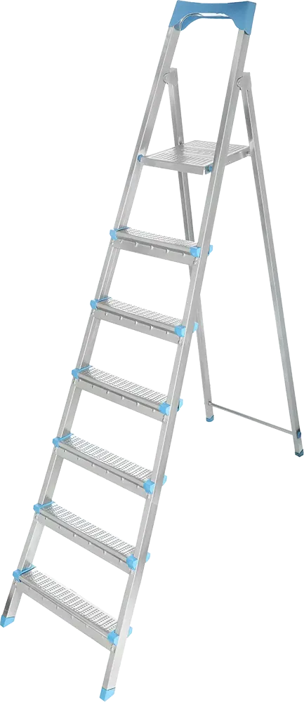 Perilla Stainless Steel Ladder, 7 Steps (6-1), Multicolor