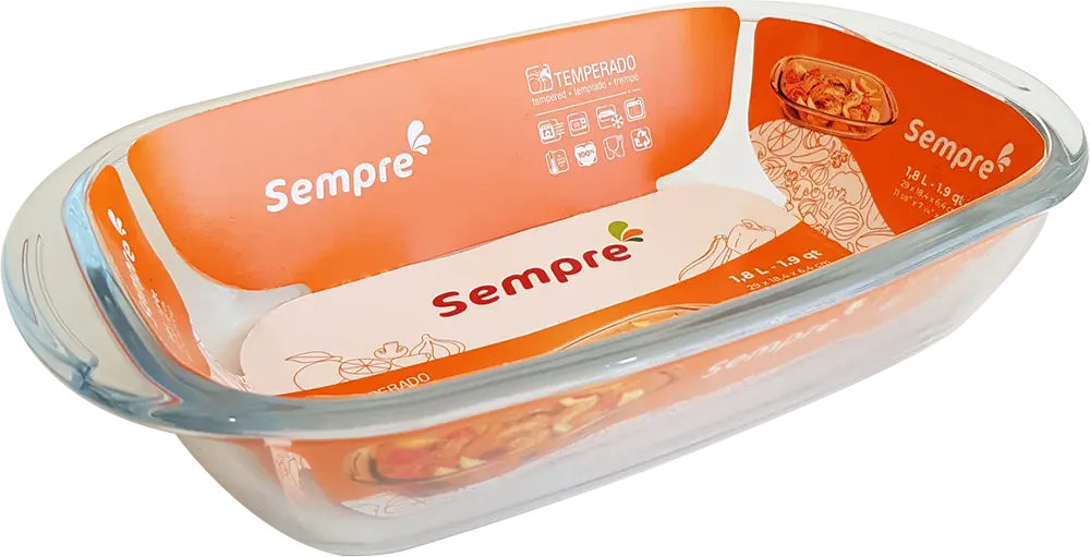 Pyrex Sempre Rectangular Casserole, 1.8 Liters, Transparent