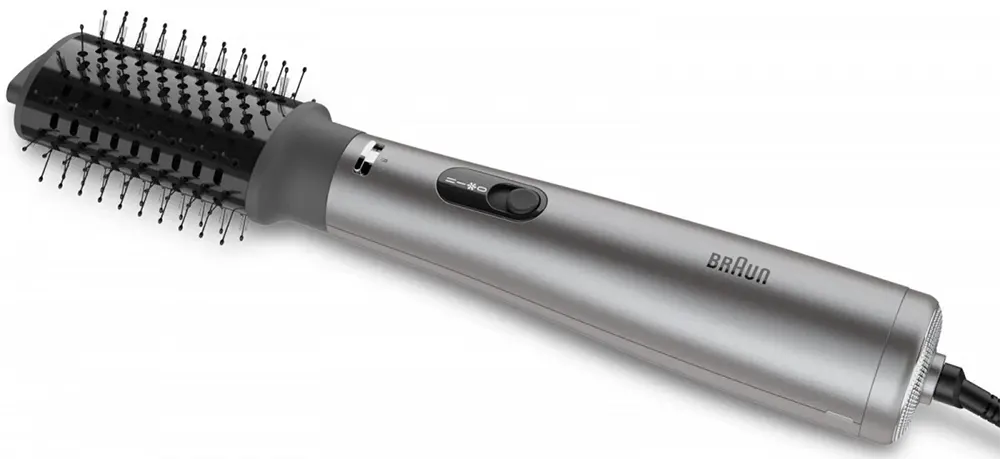 Braun Air Styler AS4.3 Hair Styling Brush, 1000 Watts, 3 Speed ​​Settings, Ionic Technology, Silver, AS-430E (with TechMe Warranty)