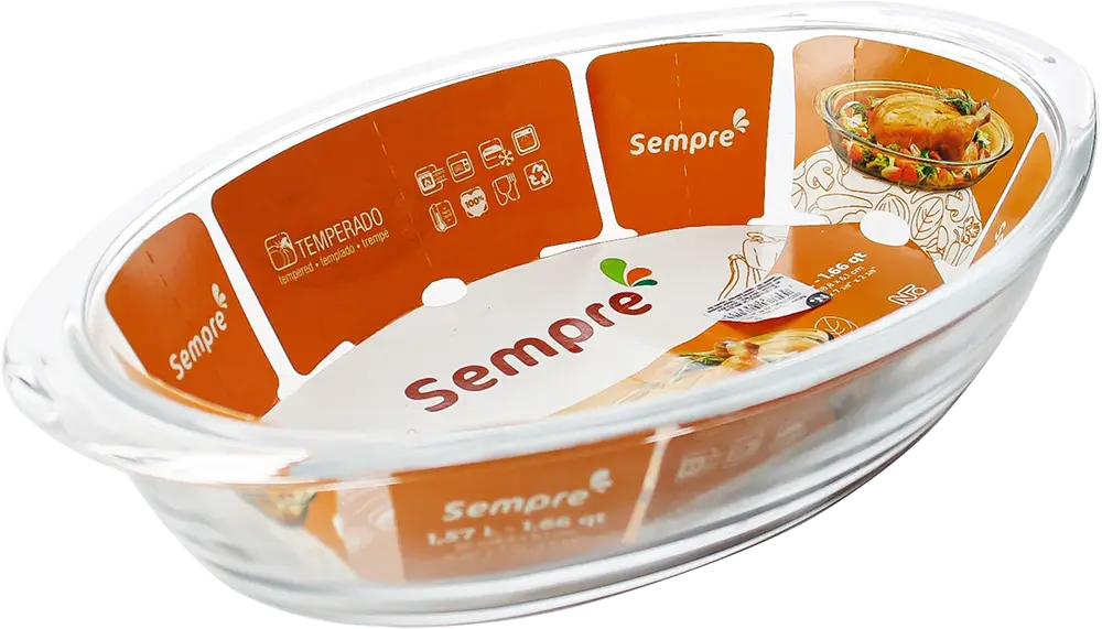 Pyrex Sempre Ovel Casserole, 1.57 Liters, Transparent