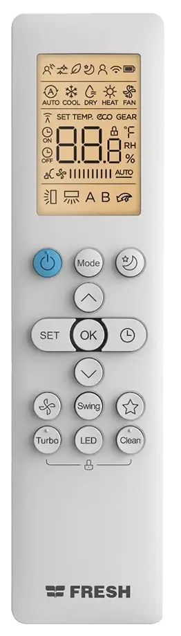 ريموت كنترول لمكيف هواء كارير حديث و فريش و TCL ، شاشة ديجيتال ، أبيض