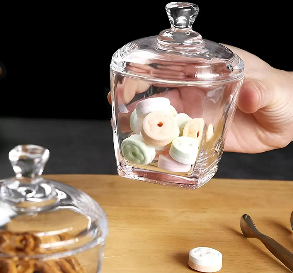 Blinkmax Glass Bonbonniere, 300ml, with Glass Lid, Transparent, Z0127