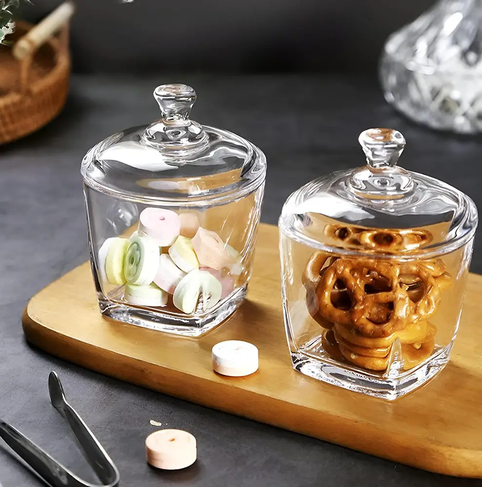 Blinkmax Glass Bonbonniere, 300ml, with Glass Lid, Transparent, Z0127