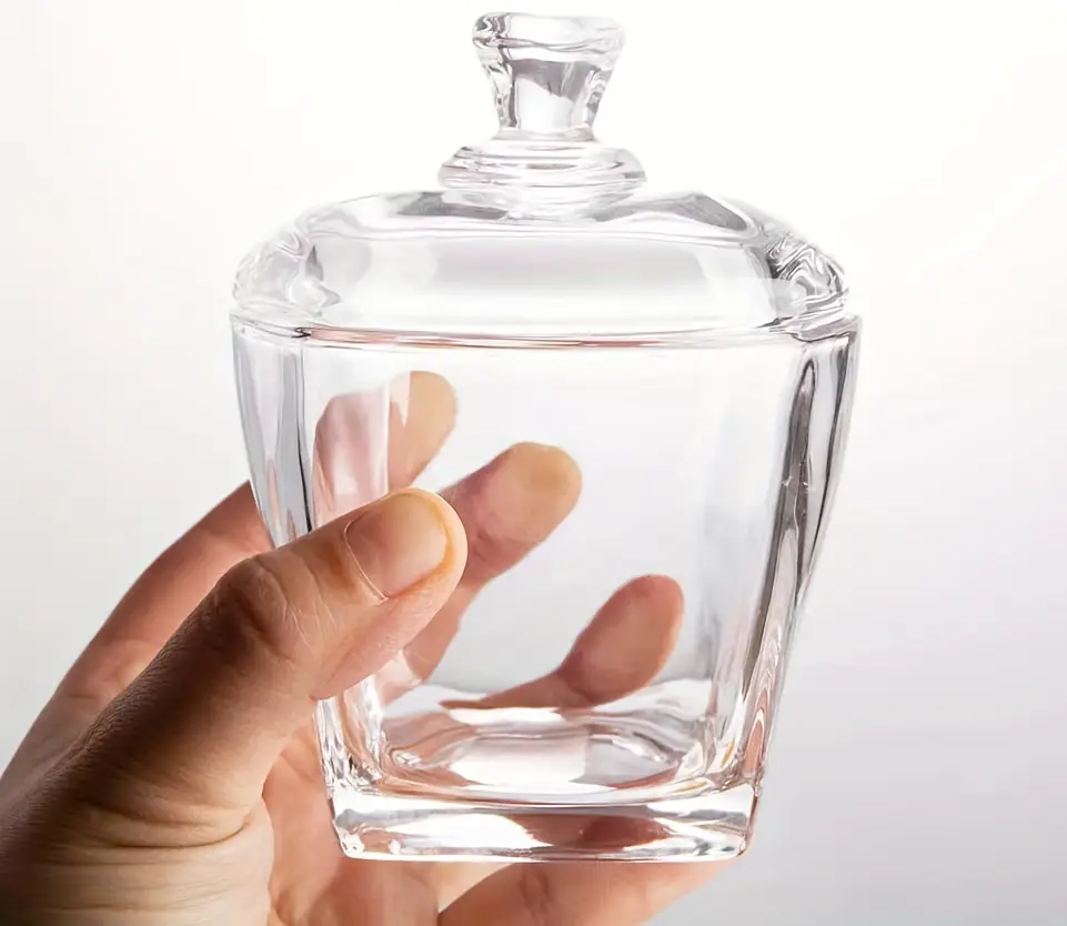 Blinkmax Glass Bonbonniere, 300ml, with Glass Lid, Transparent, Z0127