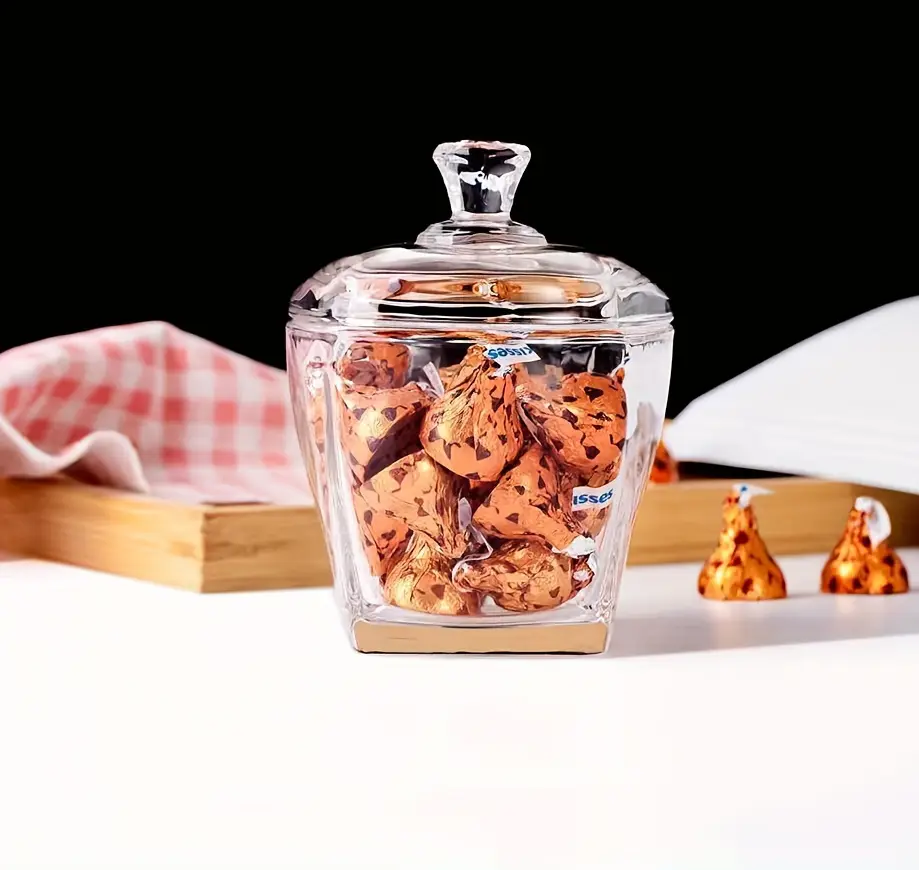 Blinkmax Glass Bonbonniere, 300ml, with Glass Lid, Transparent, Z0127