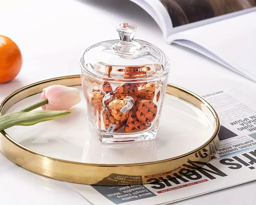 Blinkmax Glass Bonbonniere, 300ml, with Glass Lid, Transparent, Z0127