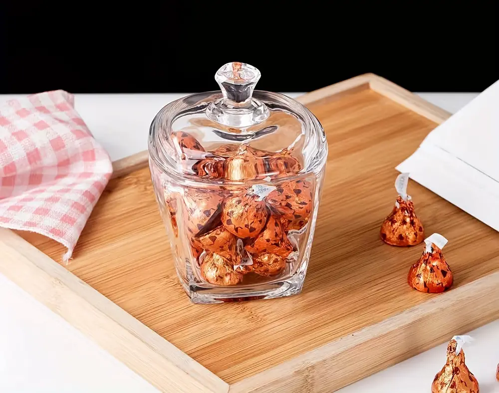 Blinkmax Glass Bonbonniere, 300ml, with Glass Lid, Transparent, Z0127