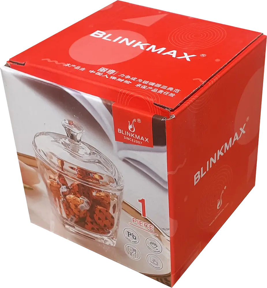 Blinkmax Glass Bonbonniere, 300ml, with Glass Lid, Transparent, Z0127