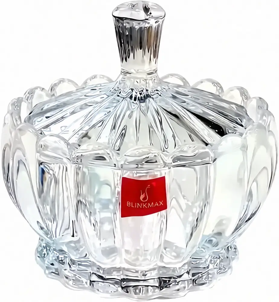 Blinkmax Glass Bonbonniere, Glass Lid, Transparent, KTW269-1