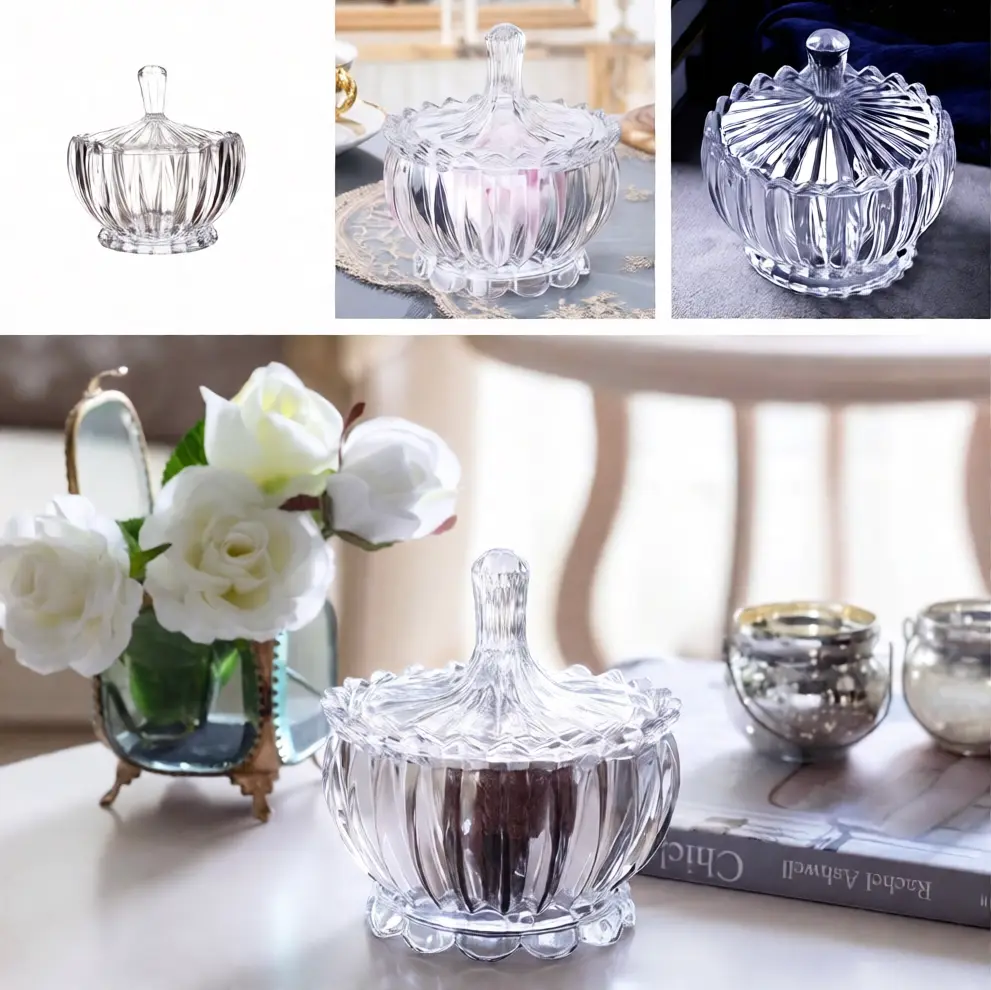 Blinkmax Glass Bonbonniere, Glass Lid, Transparent, KTW269-1