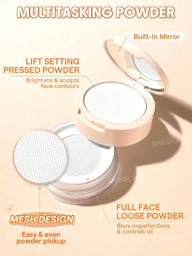 Sheglam Insta Ready Ultra Fine Blur & Lift Setting Powder Duo, translucent