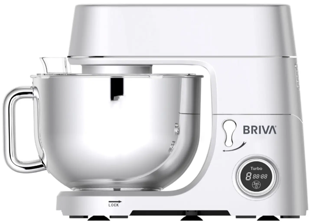 Briva Electric Stand Mixer , 1800 Watts , 7 Liters , 10 Speeds ,Timer , Silver , BH145