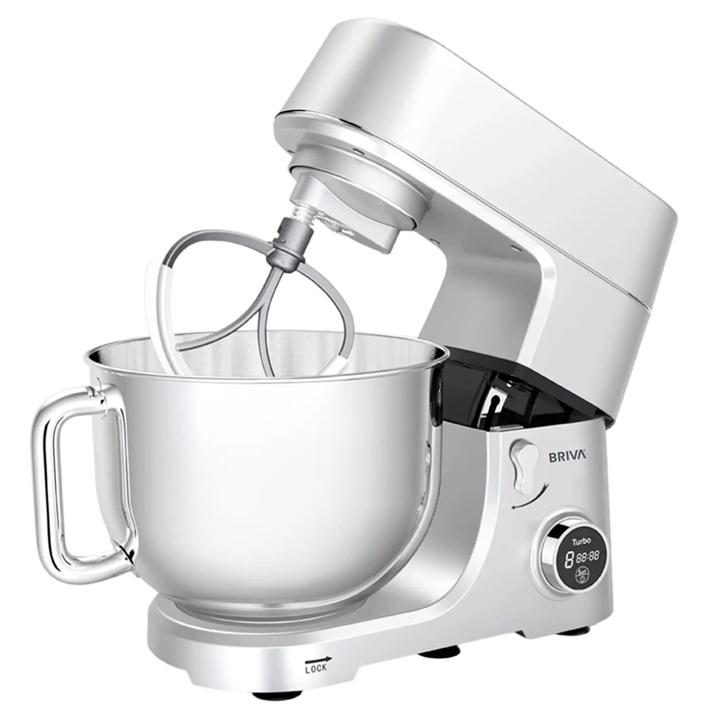 Briva Electric Stand Mixer , 1800 Watts , 7 Liters , 10 Speeds ,Timer , Silver , BH145