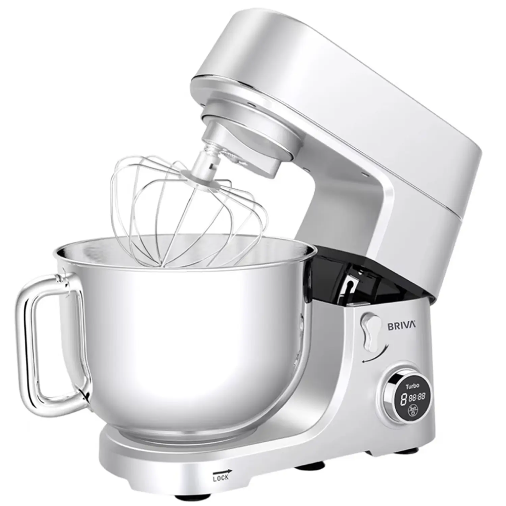 Briva Electric Stand Mixer , 1800 Watts , 7 Liters , 10 Speeds ,Timer , Silver , BH145