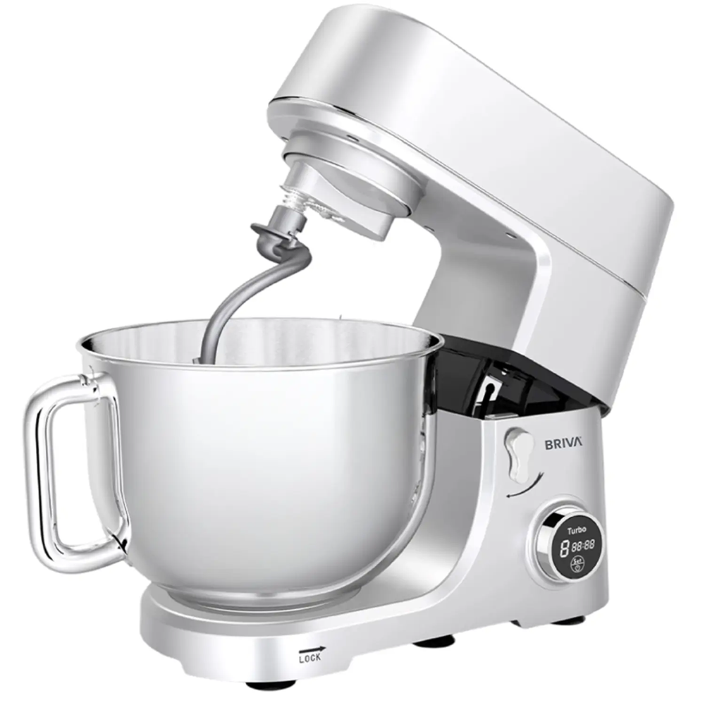 Briva Electric Stand Mixer , 1800 Watts , 7 Liters , 10 Speeds ,Timer , Silver , BH145