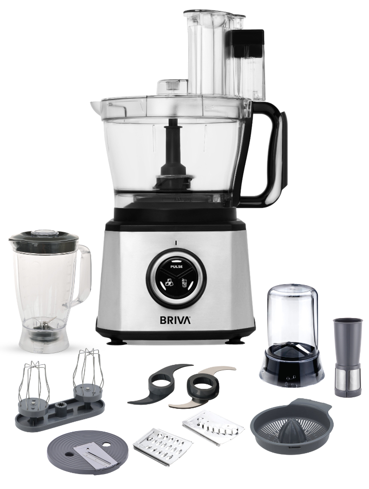 Breva Food Processor, 1000 Watts, 3.5 Liter Capacity Bowl, 10 Speeds, Silver, BH-KM183