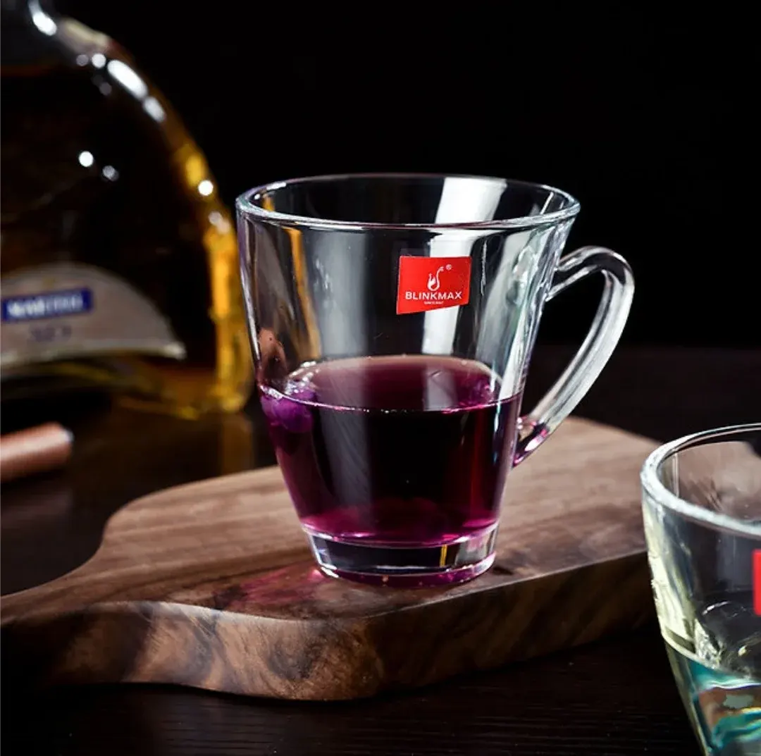 Blinkmax Glass Mug Set, 6 Pieces, 190ml Capacity, Clear Color, Model KTZB88-2