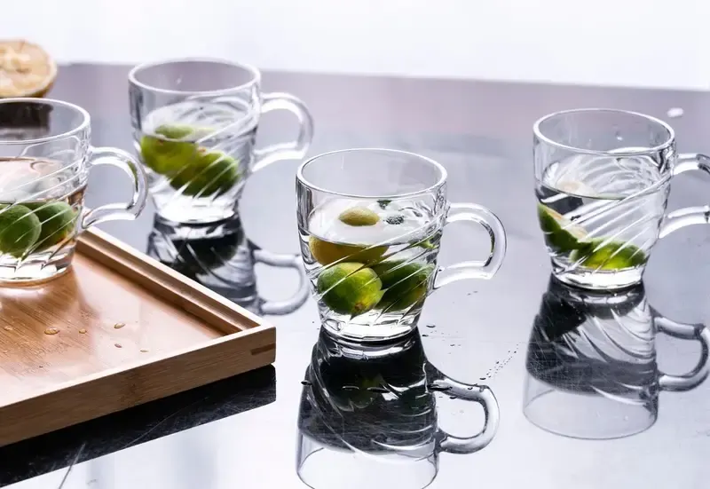 Blinkmax Glass Mug Set, 6 Pieces, 215ml Capacity, Clear Color, Model KTZB109-1