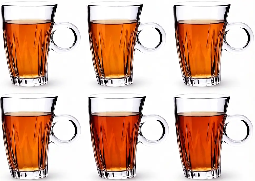 Blinkmax Glass Mug Set, 6 Pieces, 200ml Capacity, Clear Color, Model KTZB110