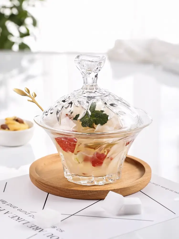 Blinkmax Glass Sugar Bowl, 280ml, with Lid, Transparent, LZ010106