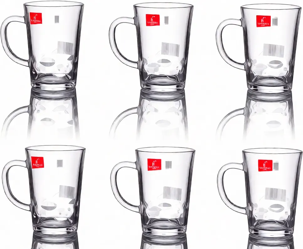 Blinkmax Glass Mug Set, 6 Pieces, 205ml Capacity, Clear Color, Model KTZB133