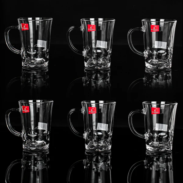 Blinkmax Glass Mug Set, 6 Pieces, 205ml Capacity, Clear Color, Model KTZB133