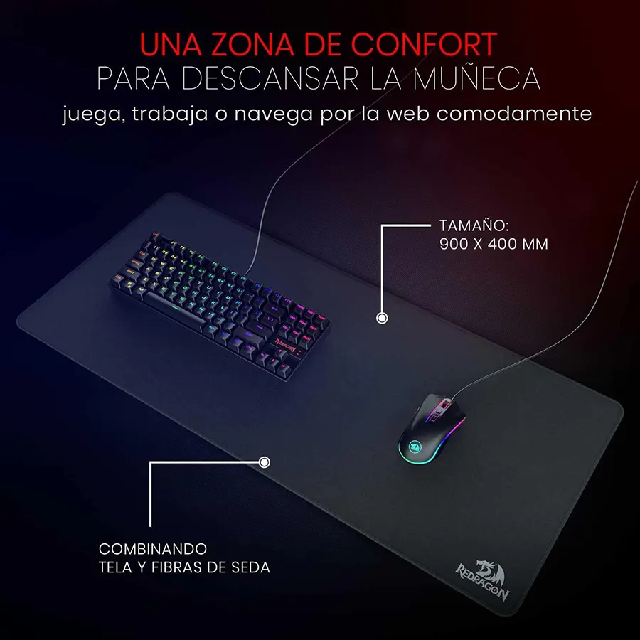 Redragon Flick XL Mouse Pad, 900×400×4 mm, Black, P032
