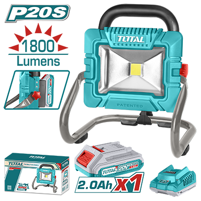 كشاف توتال تولز ، بطاريه 20 فولت ، 20 وات ، مع بطاريه 2 امبير وشاحن توتال ، TWLI20258