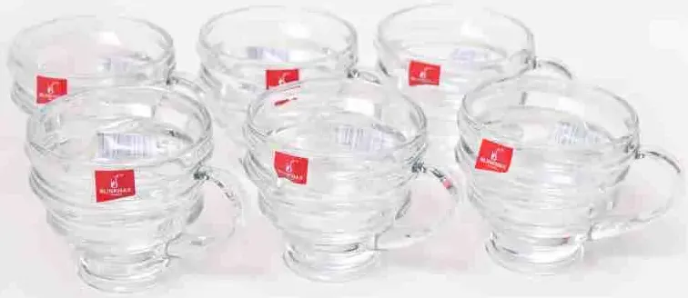Blinkmax Glass Mug Set, 6 Pieces, 190ml Capacity, Clear Color, Model KTZB85
